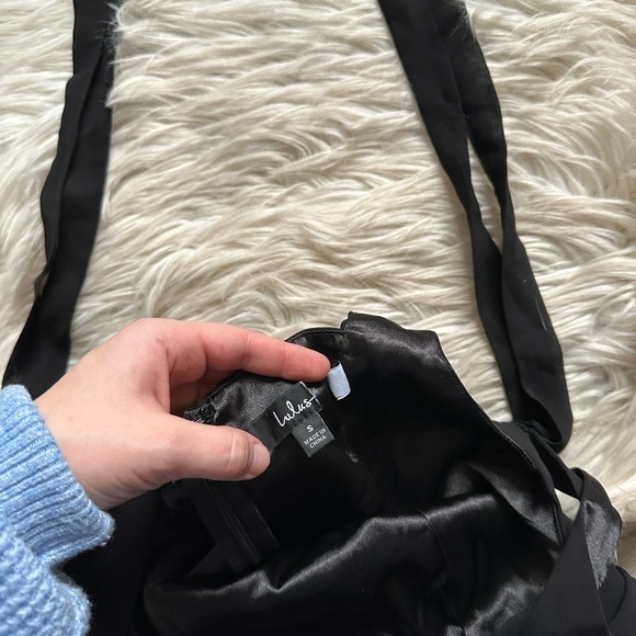 LULU’S Love Me Forever Black Tie Strap Square Neck Maxi Dress - Picture 10 of 10